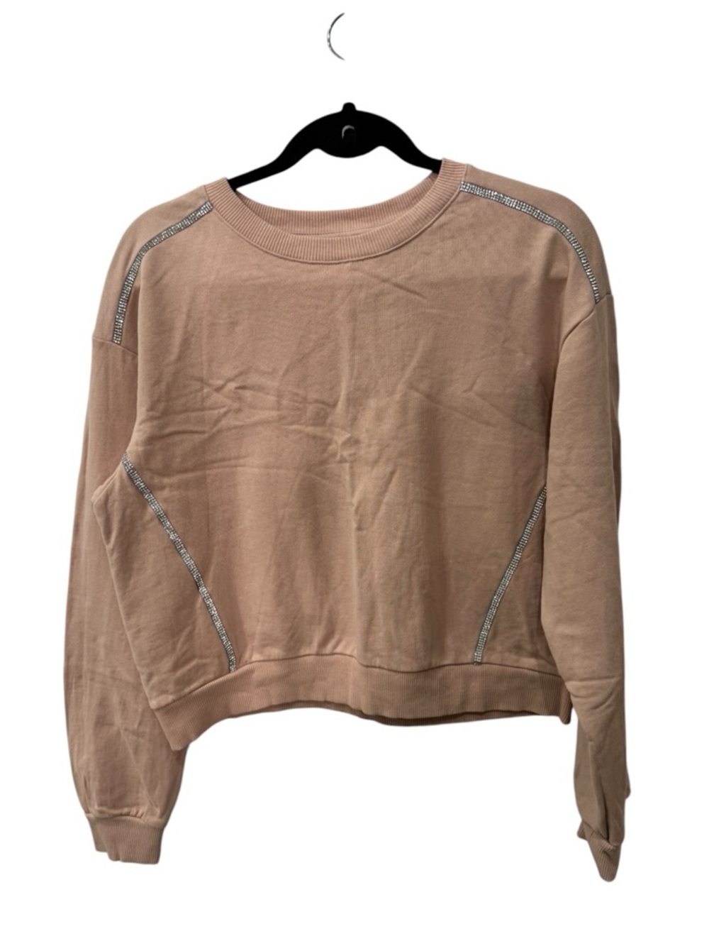 Zara sweatshirt with distinct "shiny seam" or rhinestone detailing women’s sz S